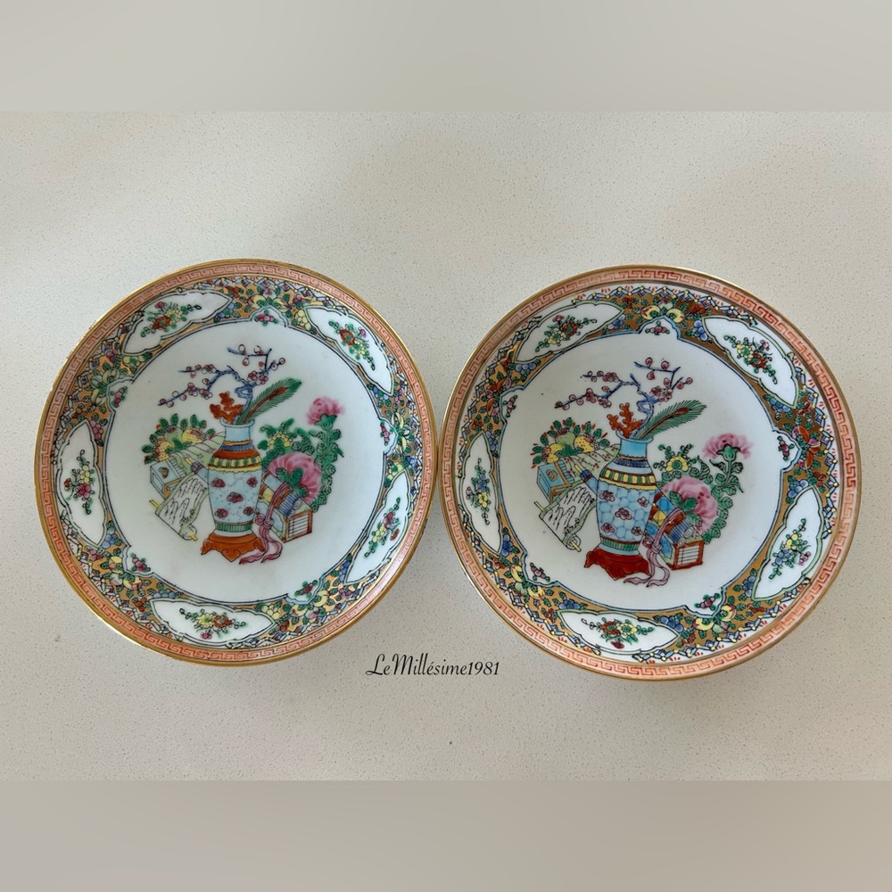 Vintage Set of 2 Beautiful Vintage Canton Plates | Chinoiserie |